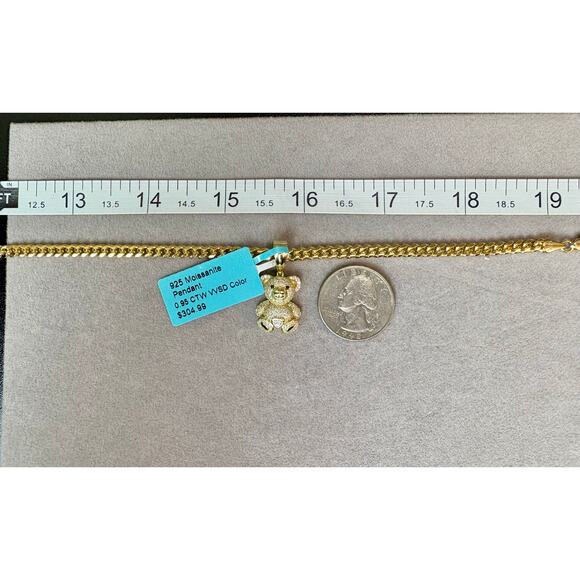 NWT Gold Vermeil Moissanite Teddy Bear on Bonus 19" Chain - Picture 4 of 6